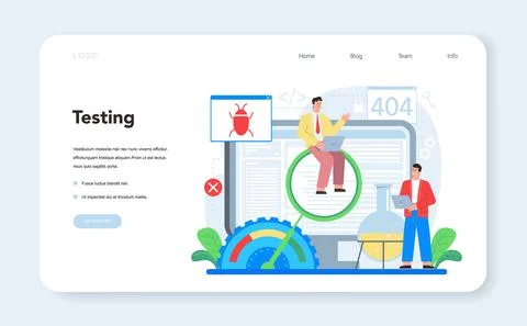 Software developer web banner or landing page. Idea of programming Stock Illustration