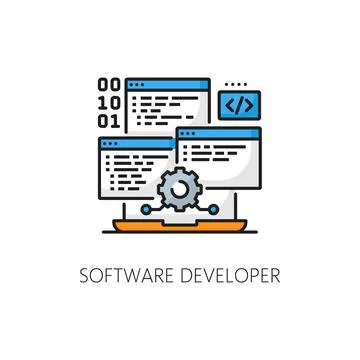 Software developer, web development line icon Stock Illustration