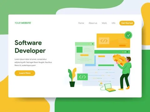 Software Developer for Website Page Illustrazione stock