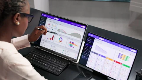 Software Developer Woman Reviewing Bug Reports On Laptop Stock Footage 346323295