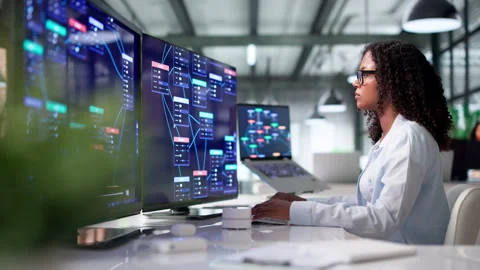 Software Developer Woman Using Low Code Platform Stock Footage 339911673