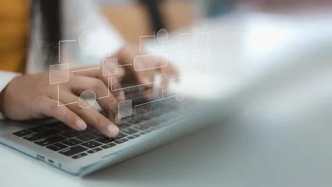 Software Developer working on Business Process Automation and Logic Flowchart Stock Photos