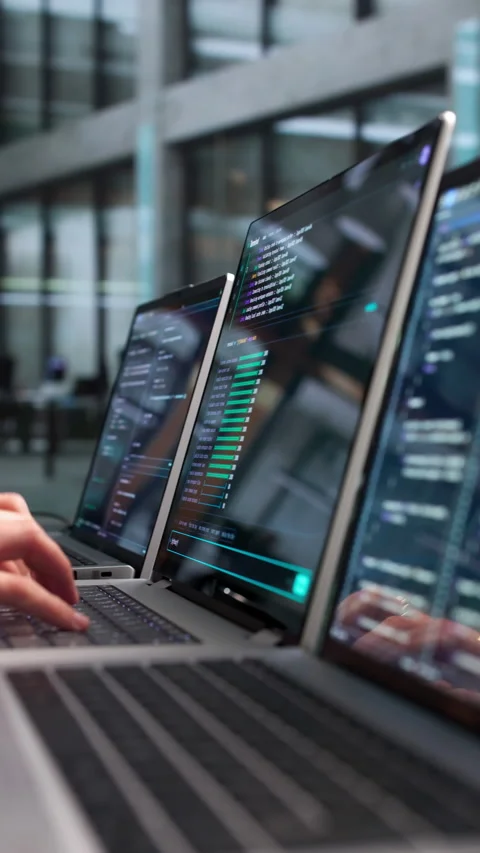 Software Developer Working On Cloud-based Coding Projects Stock Footage 337642407