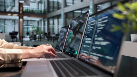 Software Developer Working On Cloud-based Coding Projects Stock Footage 339177606