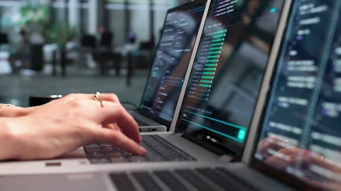 Software Developer Working On Cloud-based Coding Projects Stock Footage 339908448