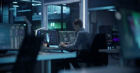 Software Developer Working on Computer Stock Footage 318965407