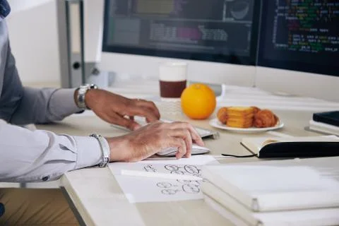 Software developer working on computer Foto stock