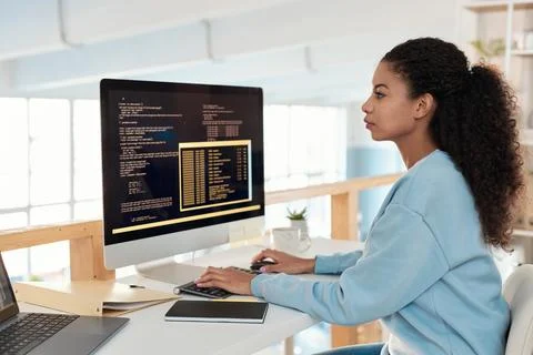Software Developer Working on Computer Stock Photos