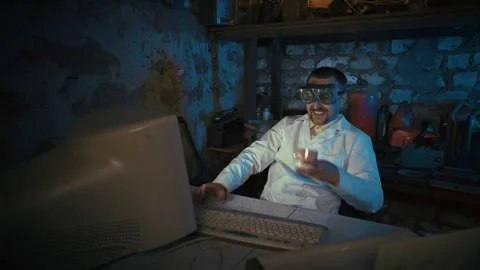 Software Developer Working Late at Computer Stock Footage 340483446