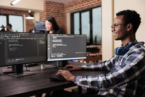 Software developer working on new user interface Foto stock