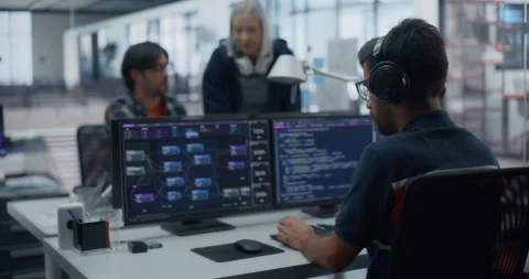 Software Developer Working in Office Stock Footage 296183213