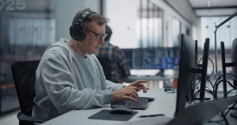 Software Developer Working in Office Stock Footage 296184615