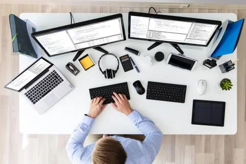 Software developer working in office 스톡 사진