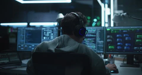 Software Developer Working in Research Office Video stock 233878841