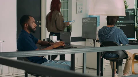 Software developer working on temrinal window with html script Stock Footage 221374805