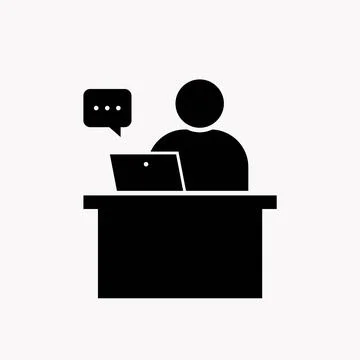Software developer at workplace icon. High quality black style vector icons Stock Illustration