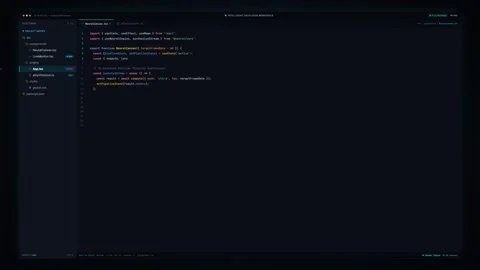 Software Developer Workspace with AI Coding Assistant and Terminal Runner Stock Footage 348218510