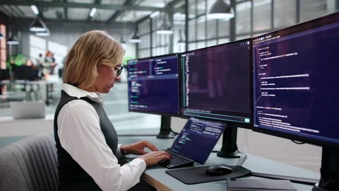 Software Developer Writes And Tests Code Stockbeeldmateriaal 342967998