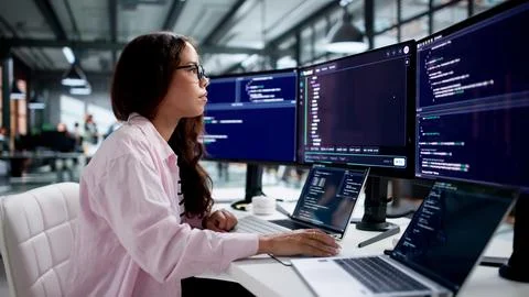 Software Developer Writes Secure Code Using Cloud-based IDE On Laptop Remotel Photos