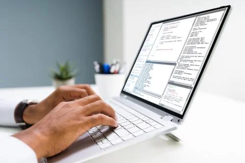 Software Developer Writing Computer Code Stock Photos