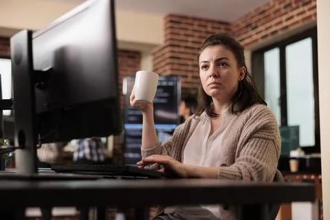 Software developer writing html code on computer, 스톡 사진