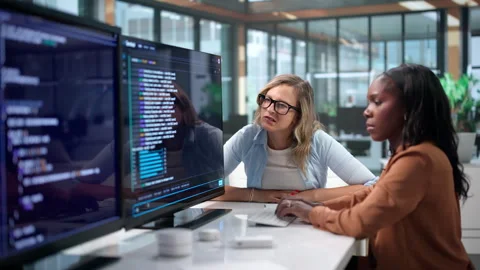 Software Developers Collaborate Closely Stock Footage 346926748