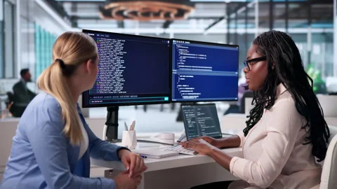 Software Developers Collaborate On Coding Projects Stock Footage 344711874