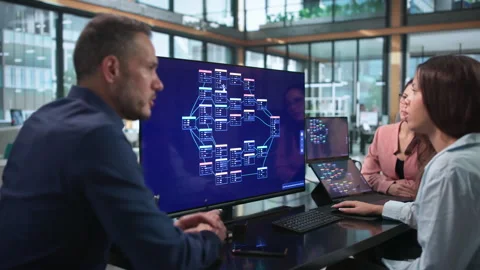 Software Developers Collaborate Using Low Code Platform Stock Footage 347302954