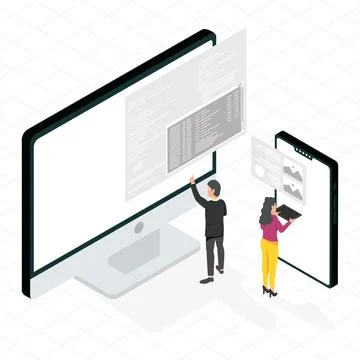 Software developers couple Illustrazione stock