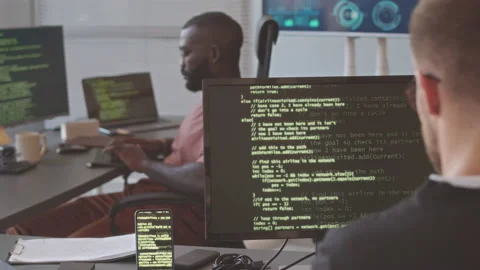 Software Developers Program Coding in Office Stock Footage 224053867