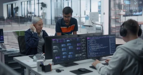 Software Developers Talking in Office Stock Footage 296182903