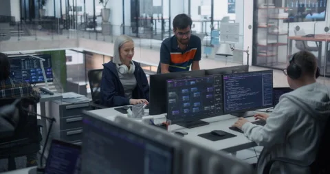 Software Developers Talking in Office Stock Footage 296182964