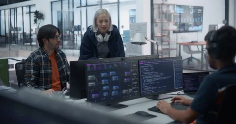 Software Developers Talking in Office Stock Footage 296183123