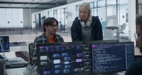 Software Developers Talking in Office Stock Footage 296183262