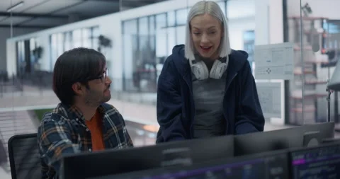 Software Developers Talking in Office Stock Footage 296183389