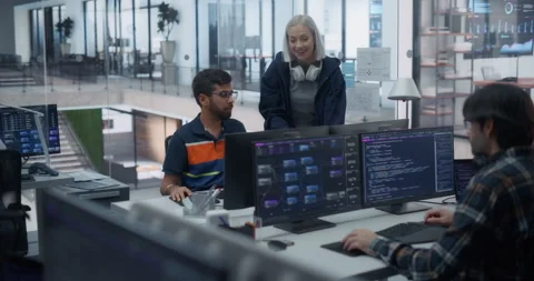 Software Developers Talking in Office Stock Footage 296183414