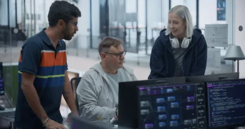 Software Developers Talking in Office Stock Footage 296184022