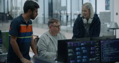 Software Developers Talking in Office Stock Footage 296184028