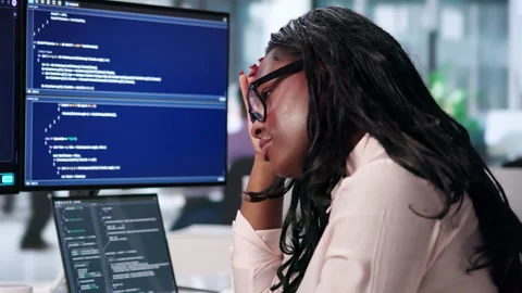 Software Developers Tired And Stressed While Coding Late Stock Footage 343886162