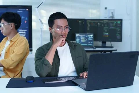 Software Developers Working on Artificial Intelligence Technology Stock Photos