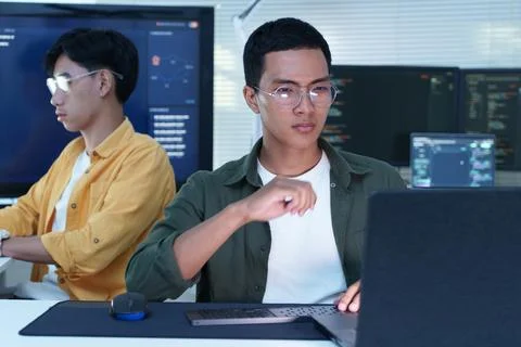Software Developers Working on Artificial Intelligence Technology Stock Photos
