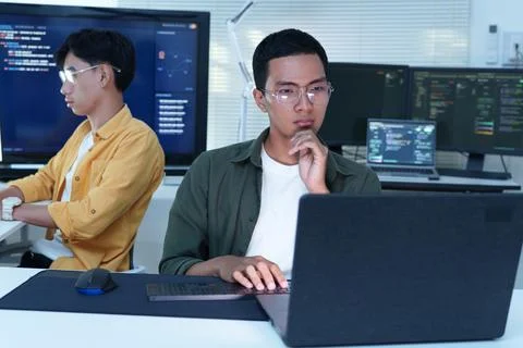 Software Developers Working on Artificial Intelligence Technology Stock Photos