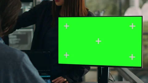 Software developers working on code programming with greenscreen Stock Footage 220704530