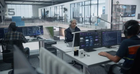 Software Developers Working in Office Stock Footage 296181647