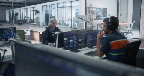 Software Developers Working in Office Stock Footage 296182164