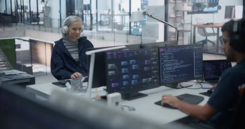 Software Developers Working in Office Stock Footage 296182343