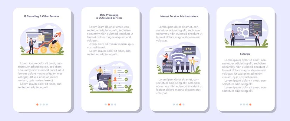 Software developing and data precessing industry sector of the economy Illustrazione stock