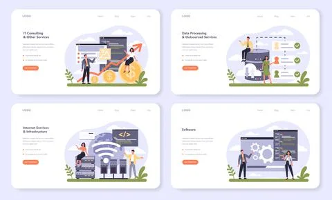 Software developing and data precessing industry sector of the economy Stock-Illustration