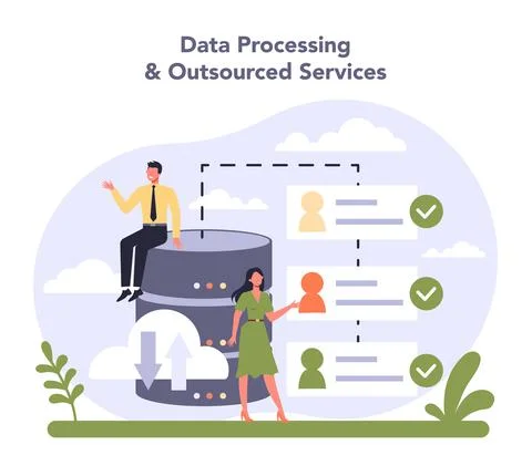 Software developing and data precessing industry sector of the economy 스톡 일러스트