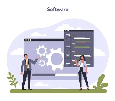 Software developing and data precessing industry sector of the economy Stockillustratie